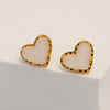 925 Steling Silver 14K Gold-Plated Love White Druzy Heart Shaped Stud Earrings for Women