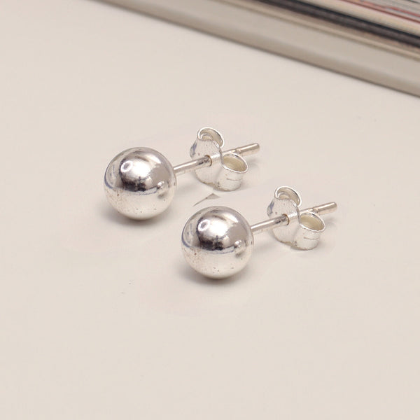 925 Sterling Silver Classic Ball-Post Stud Earrings for Men