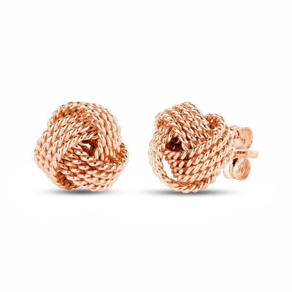 925 Sterling Silver Italian Design Twisted Wire Love-Knot Stud Earrings for Women 8mm