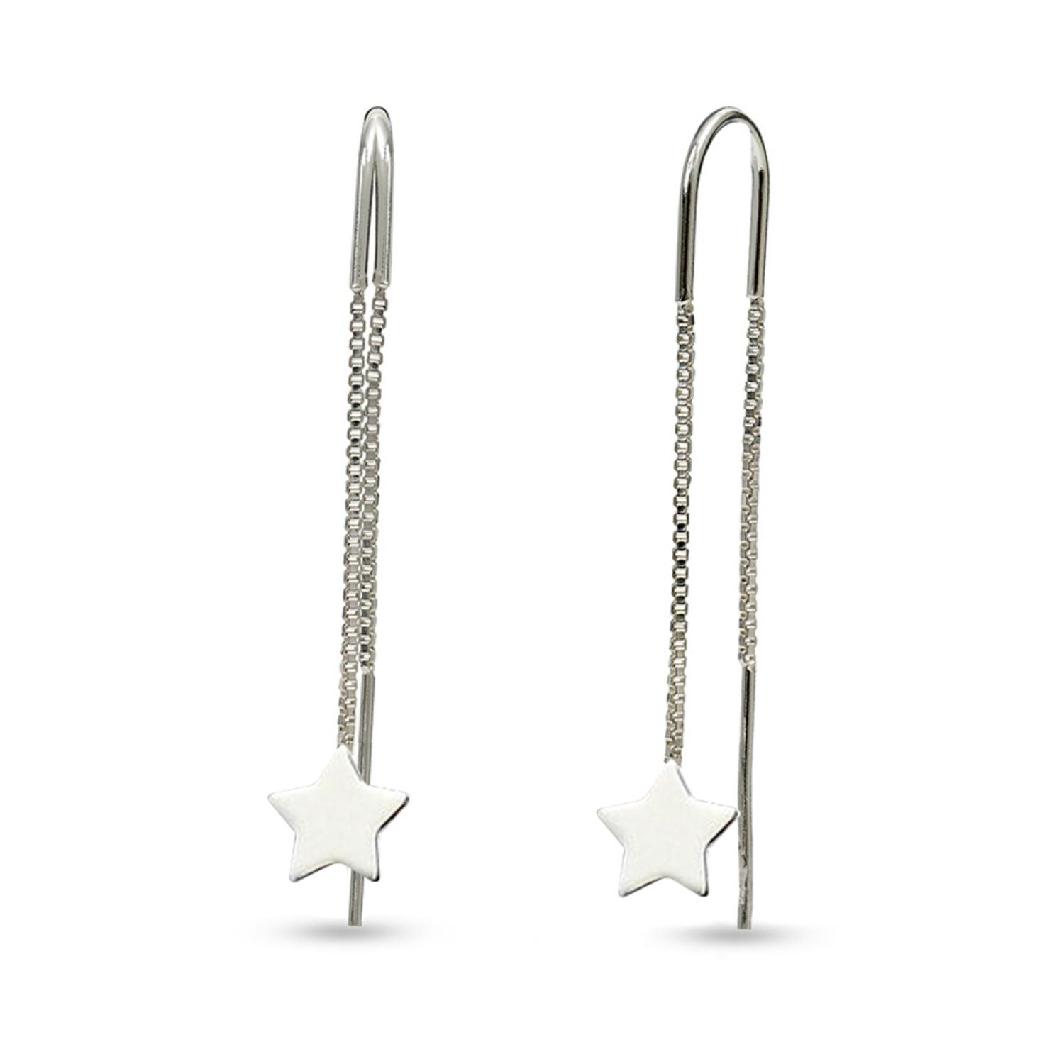 925 Sterling Silver Star Drop Threader Earrings for Teen Women