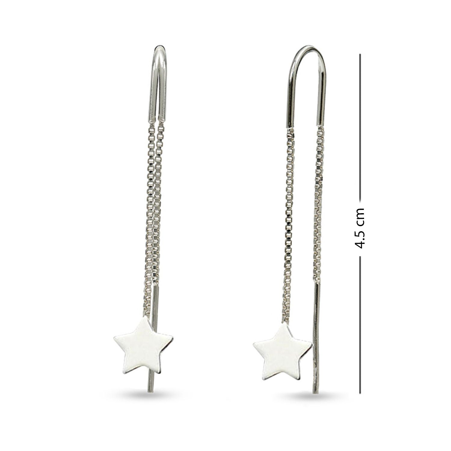 925 Sterling Silver Star Drop Threader Earrings for Teen Women