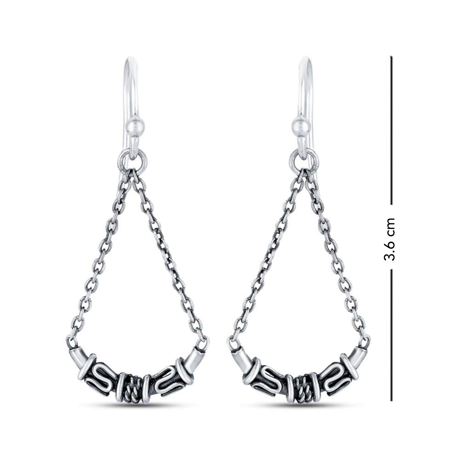 925 Sterling Silver Antique Drop Tassel Earrings for Teen Women