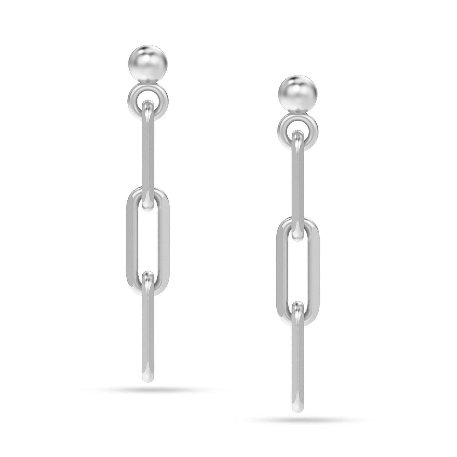 925 Sterling Silver Italian Paperclip Link Drop Liner Stud Earrings for Women Teen