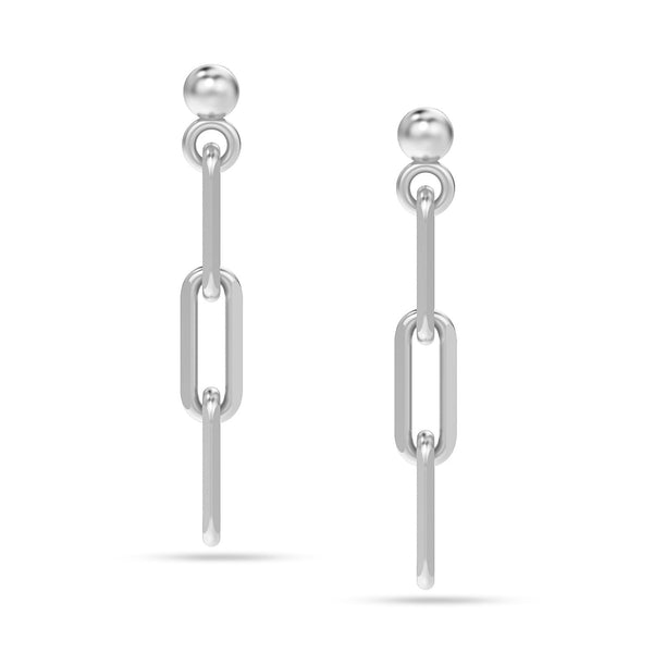 925 Sterling Silver Italian Paperclip Link Drop Liner Stud Earrings for Women Teen