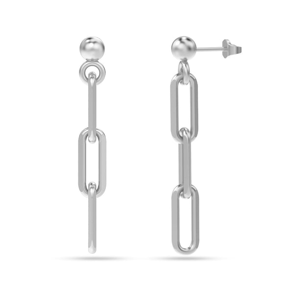 925 Sterling Silver Italian Paperclip Link Drop Liner Stud Earrings for Women Teen