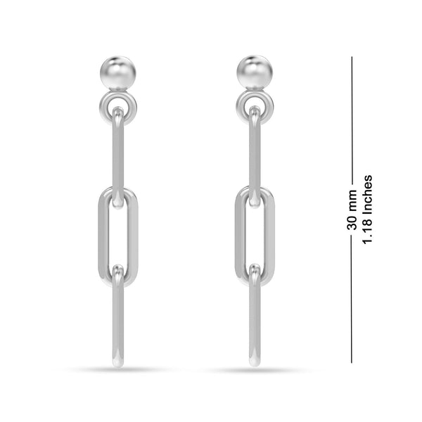 925 Sterling Silver Italian Paperclip Link Drop Liner Stud Earrings for Women Teen