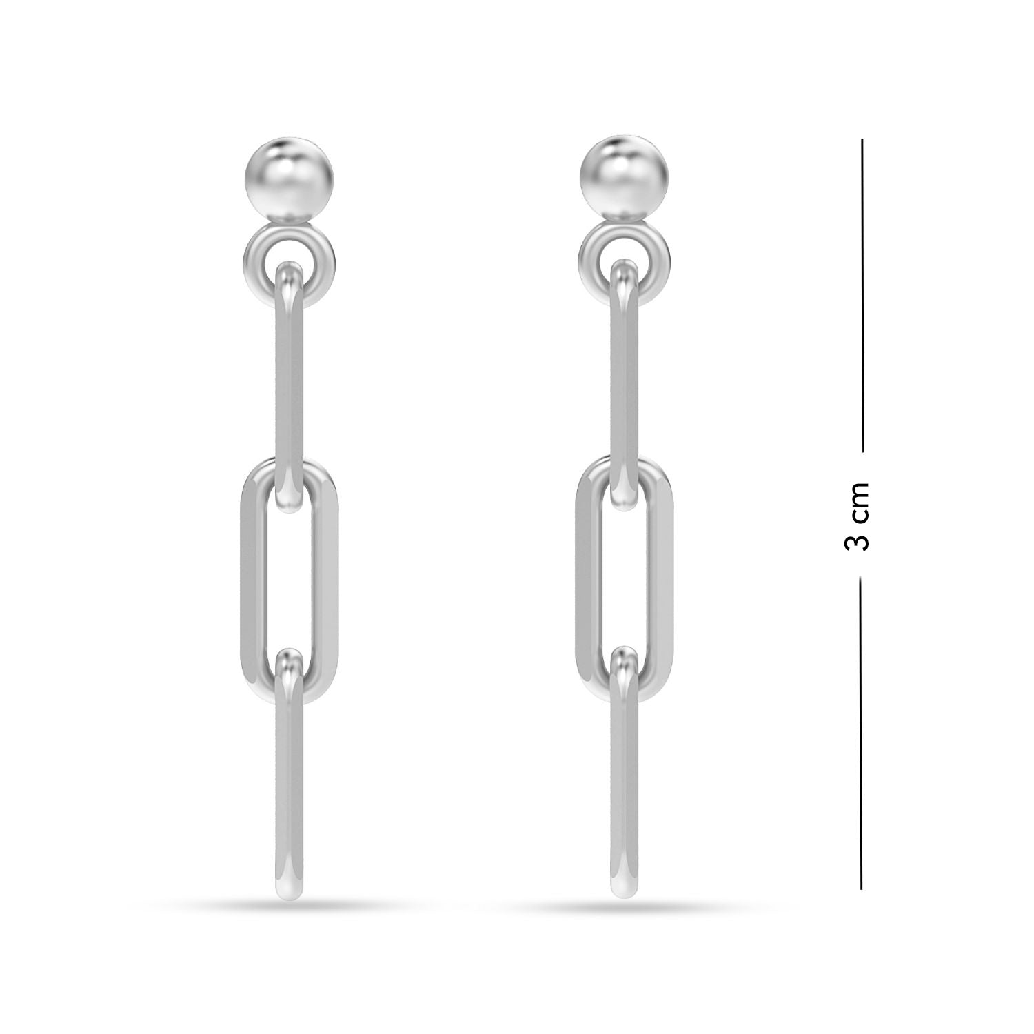 925 Sterling Silver Italian Paperclip Link Drop Liner Stud Earrings for Women Teen