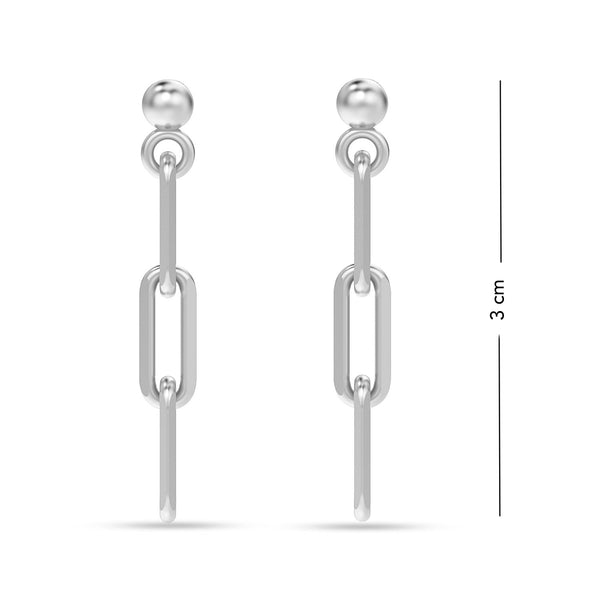 925 Sterling Silver Italian Paperclip Link Drop Liner Stud Earrings for Women Teen