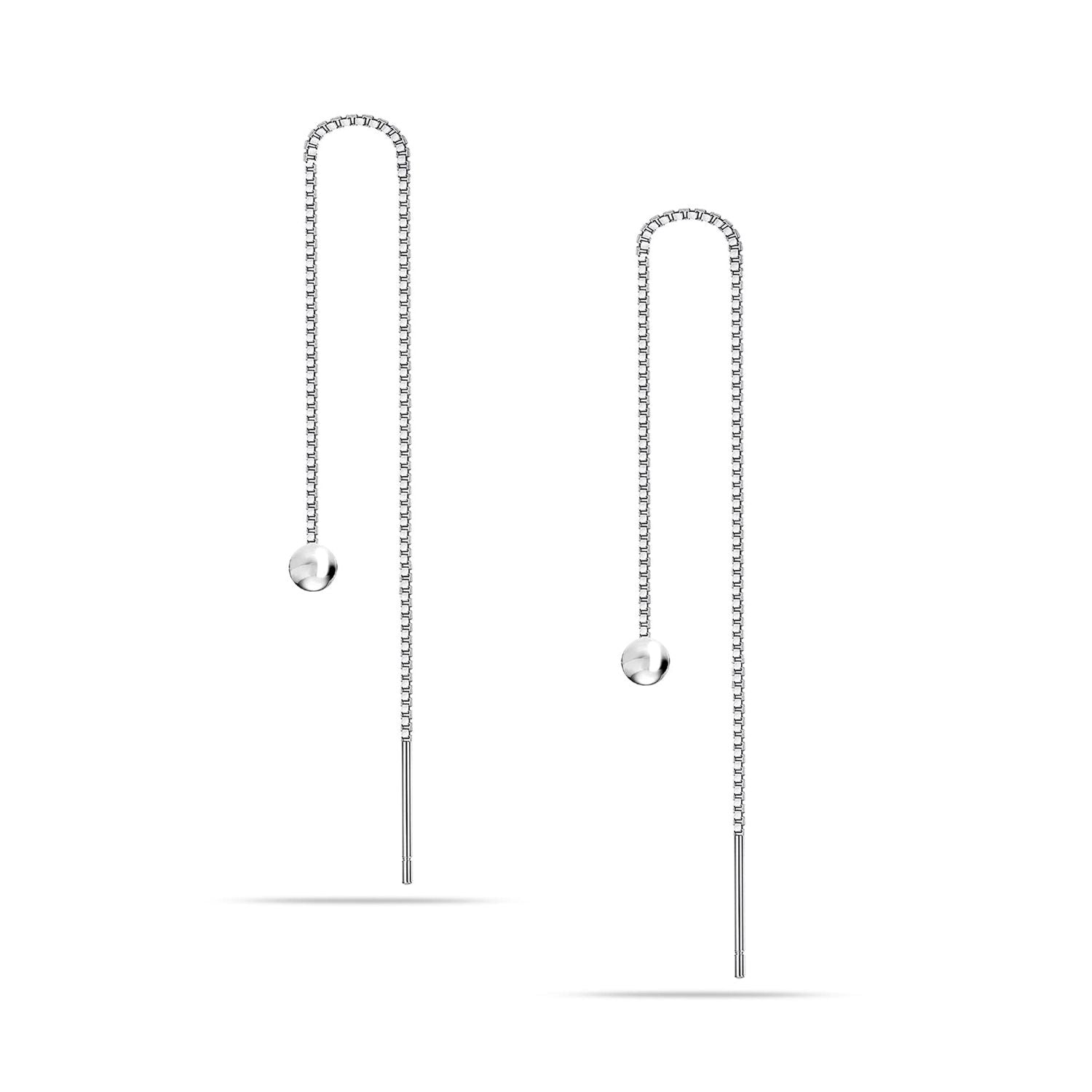 925 Sterling Silver Ball Drop Threader Earrings for Girl Women