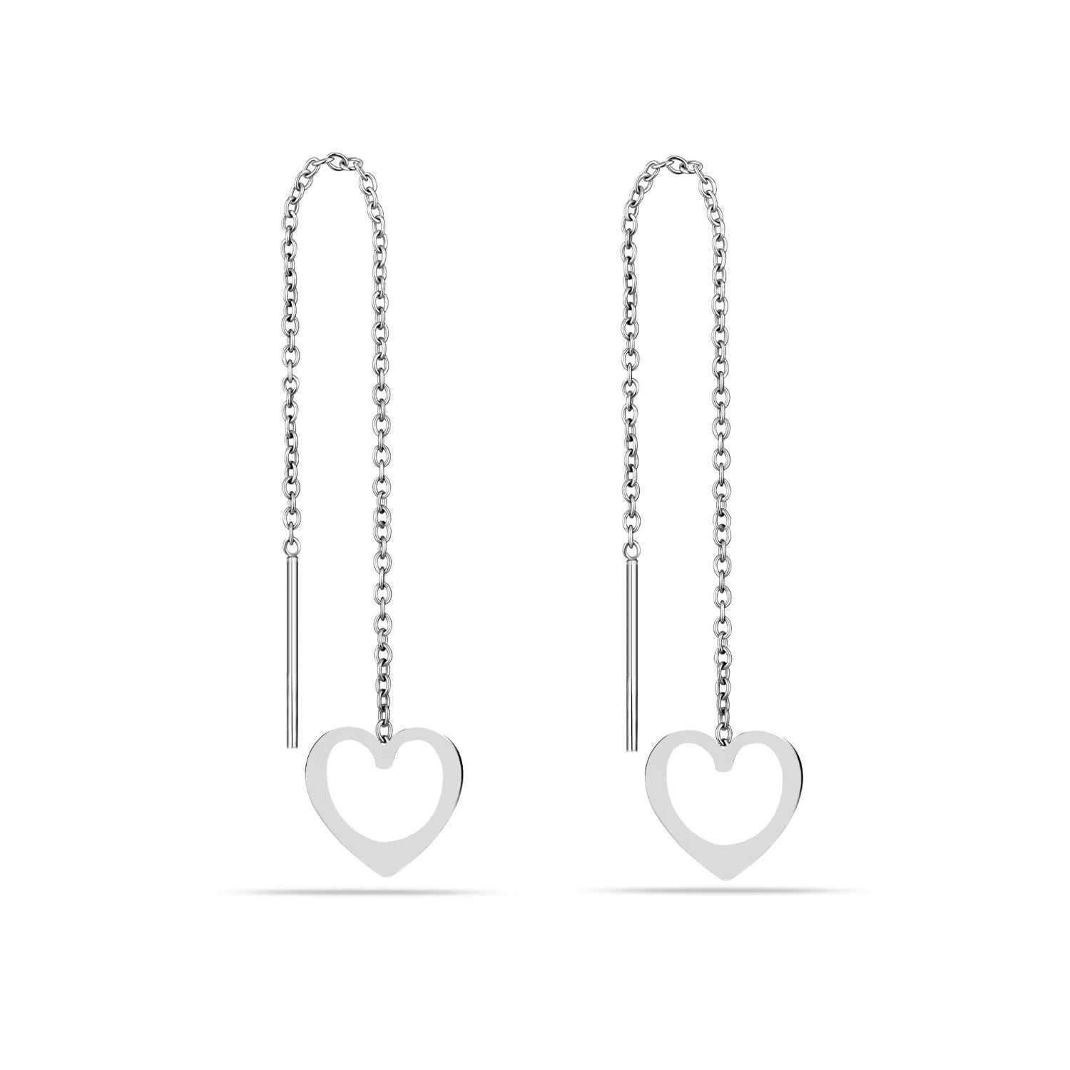 925 Sterling Silver Jewellery Heart Threader Drop Earrings for Girl Women