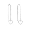 925 Sterling Silver Jewellery Heart Threader Drop Earrings for Girl Women