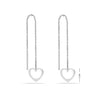 925 Sterling Silver Jewellery Heart Threader Drop Earrings for Girl Women