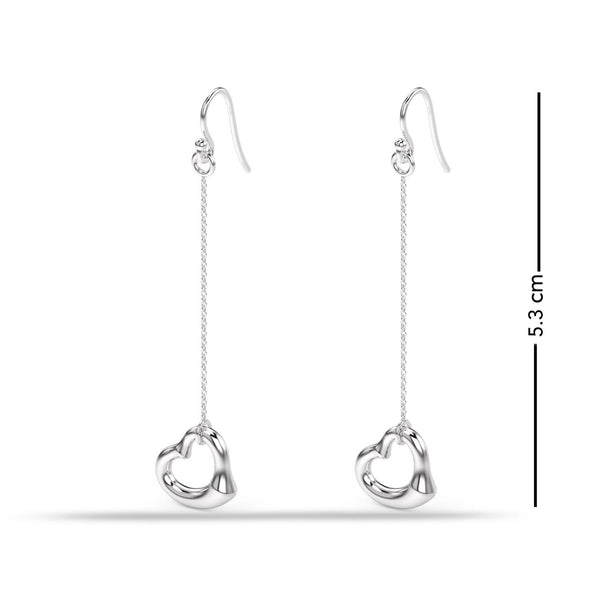 925 Sterling Silver Open Heart Drop Earrings for Women & Girls