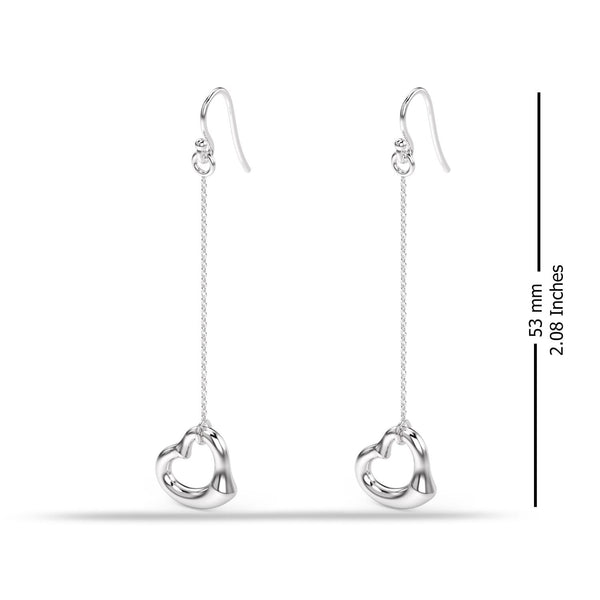 925 Sterling Silver Open Heart Drop Earrings for Women & Girls