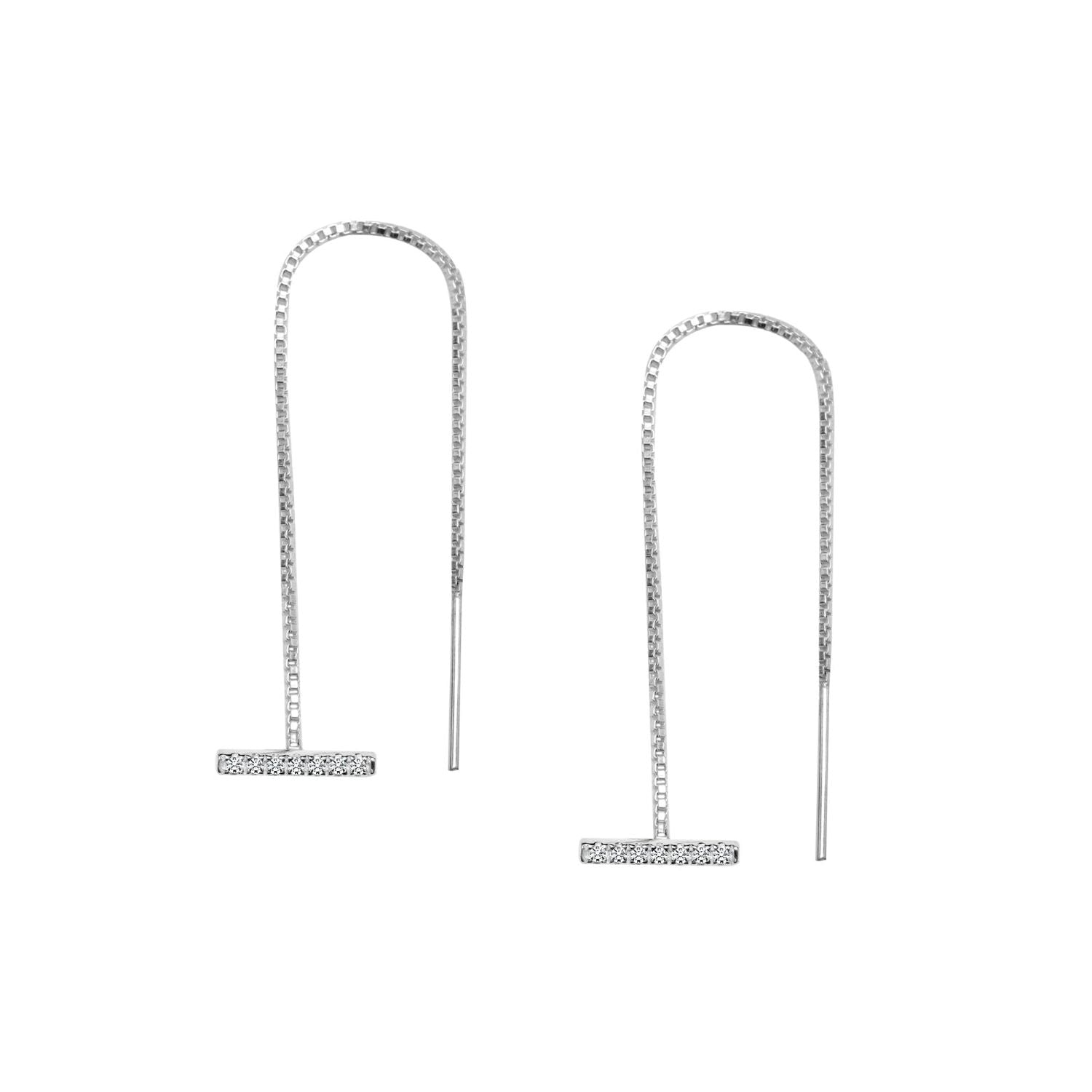 925 Sterling Silver Lightweight T Bar Box Chain Earrings for Women Teen