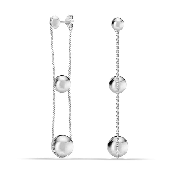 925 Sterling Silver Ball Triple Beaded Drop Dangle Earrings for Women