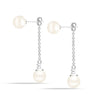 925 Sterling Silver Double Pearl with CZ Drop Dangle Stud Earrings for Women Teen