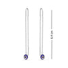 925 Sterling Silver Threader Turkish Blue Evil Eye Long Chain Drop Dangle Earrings for Women