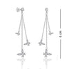 925 Sterling Silver Cubic Zirconia Lightweight Crystal Long Tassel Chain Butterfly Drop Dangle Earrings for Women