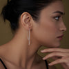 925 Sterling Silver Threader Chain With Bar Drop Dangle Earrings for Women