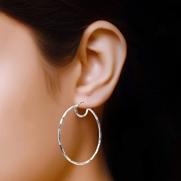 925 Sterling Silver BIG Round Tube Hoop Earrings for Women