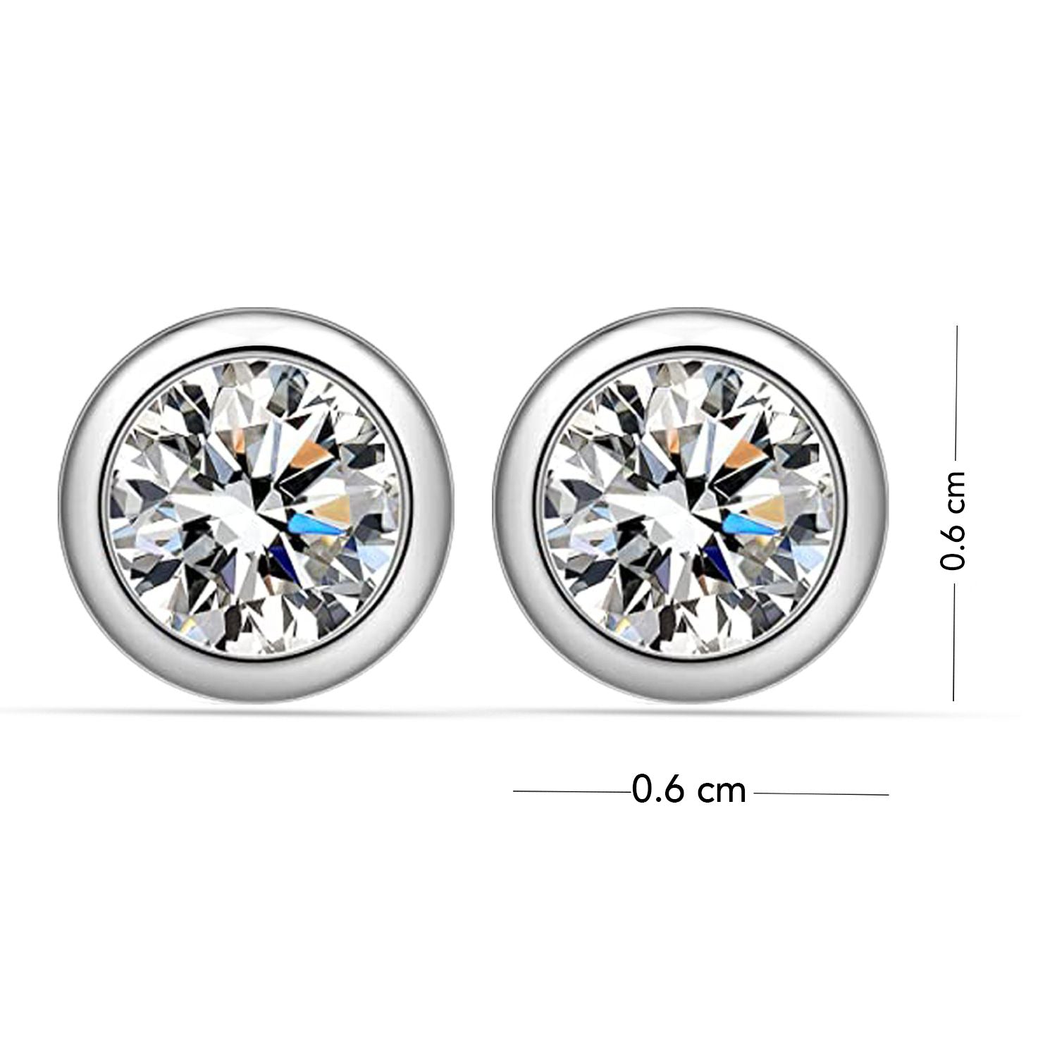 925 Sterling Silver Fancy Round Solitaire White Zircon Stud Earrings for Women and Girls