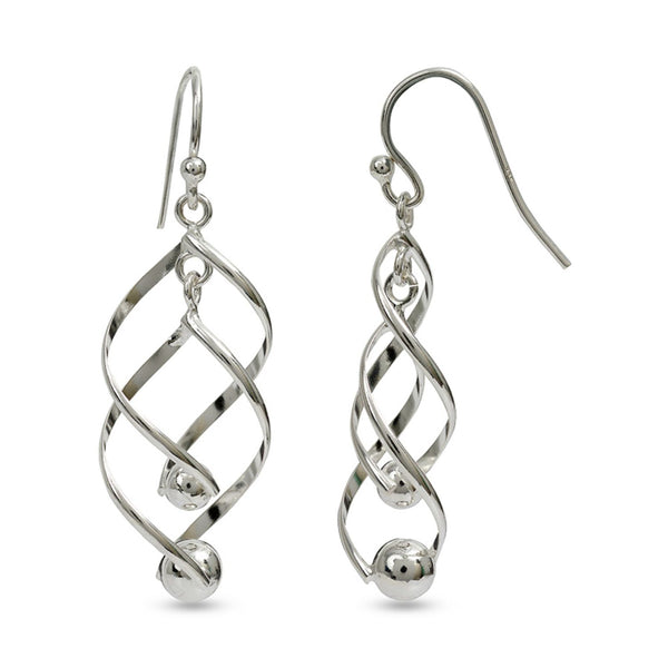 925 Sterling Silver Twist Infinity Linear Swirl French Drop Dangle Earrings for Women Girls