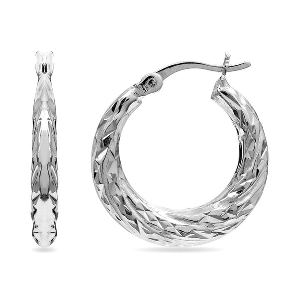 925 Sterling Silver Round Click Top Hoop Earrings for Teen Women