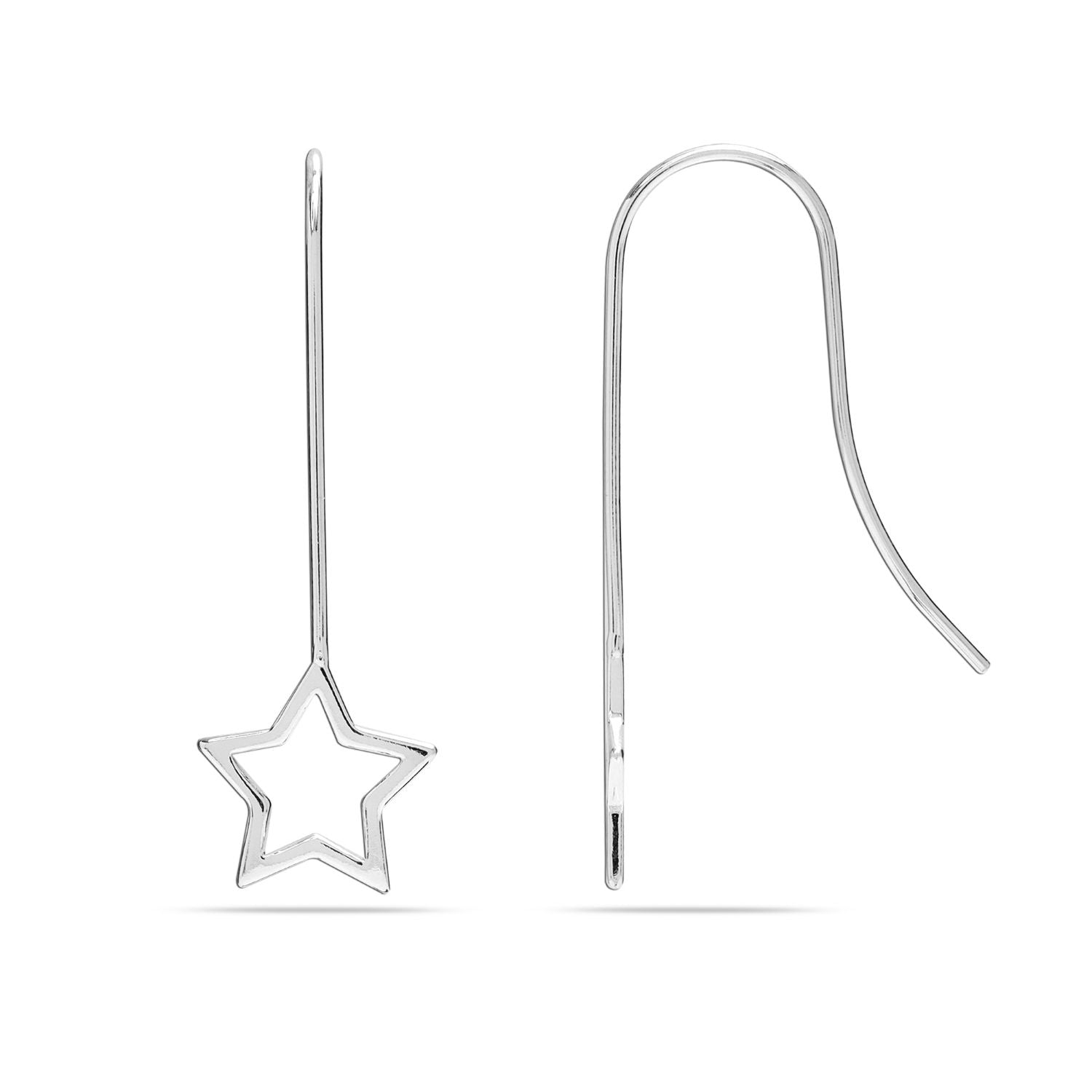 925 Sterling Silver Jewellery Star Shaped Light-Weight Threader Wire Teardrop Dangler Earrings for Women