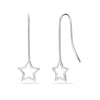 925 Sterling Silver Jewellery Star Shaped Light-Weight Threader Wire Teardrop Dangler Earrings for Women