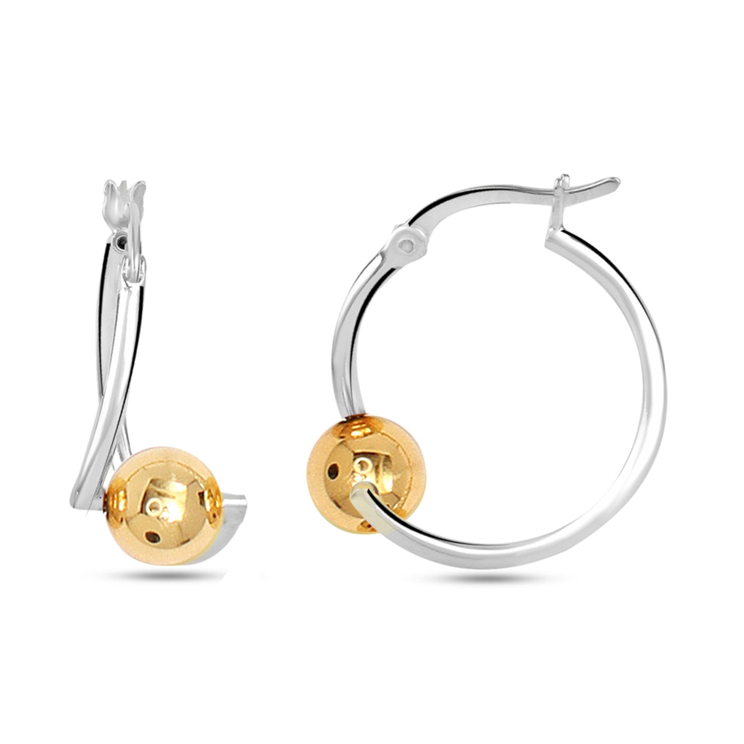 925 Sterling Silver Two Tone Hoop Earrings for Teen Women