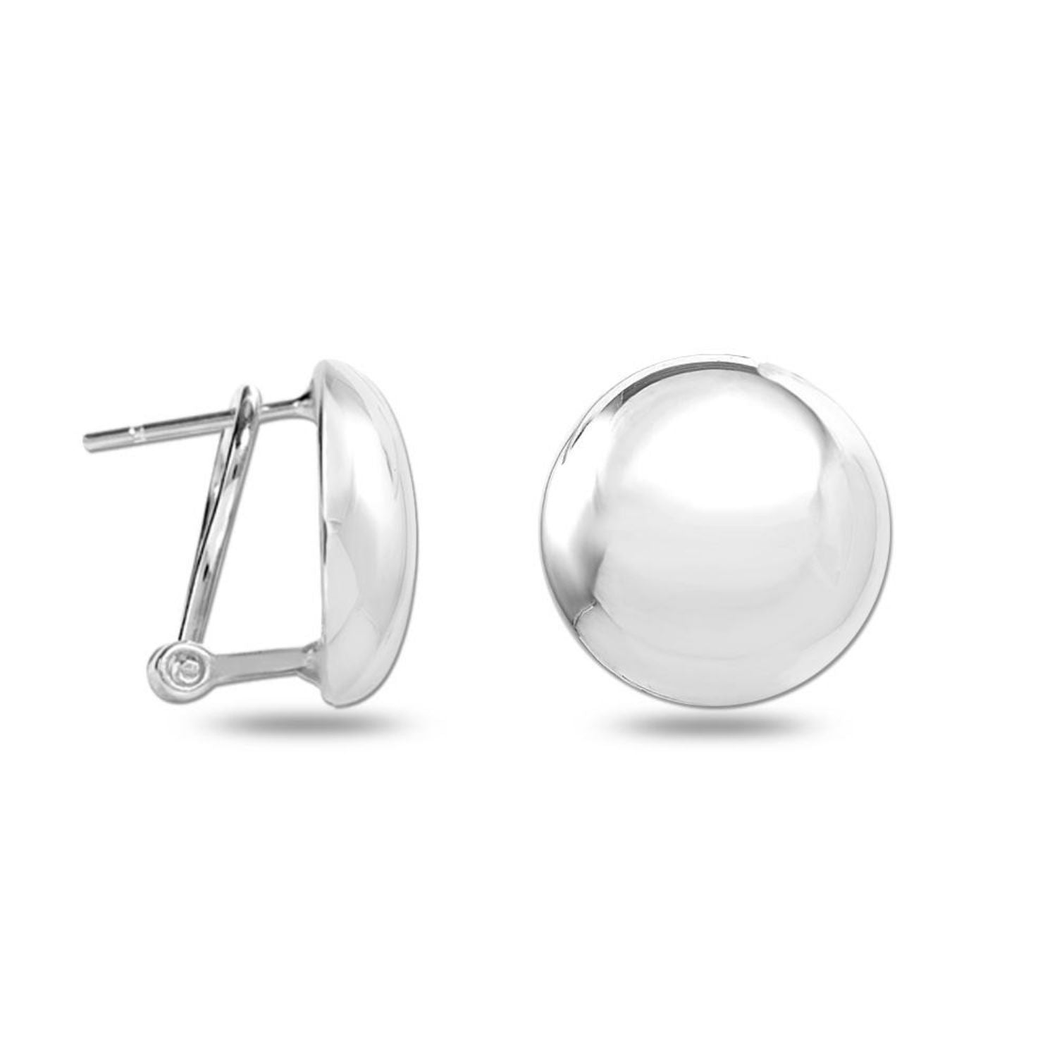 925 Sterling Silver Dome Button Stud Earrings for Women 16 MM