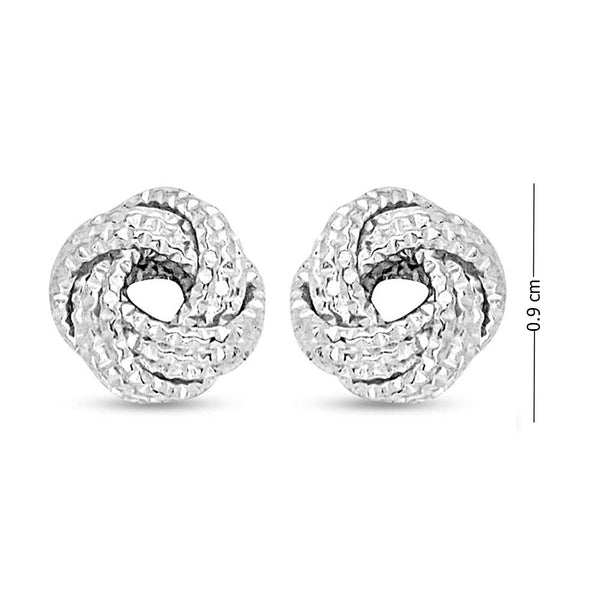 925 Sterling Silver Diamond-Cut Love-Knot Stud Earrings for Women 9 MM