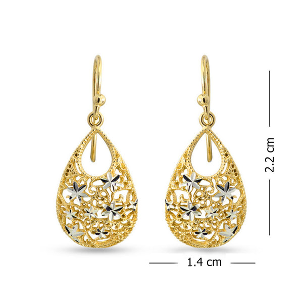 925 Sterling Silver Turkish Tear Drop Diamond Cut Earrings for Women