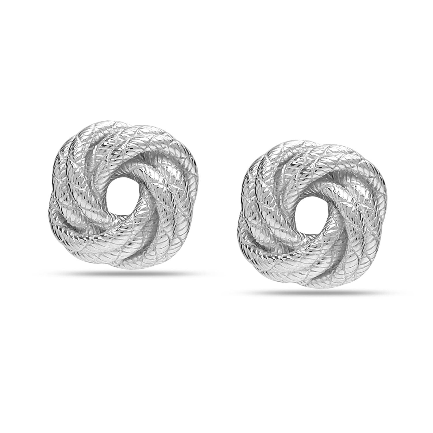 925 Sterling Silver Small Interlaced Love Knot Stud Earrings for Women Teen