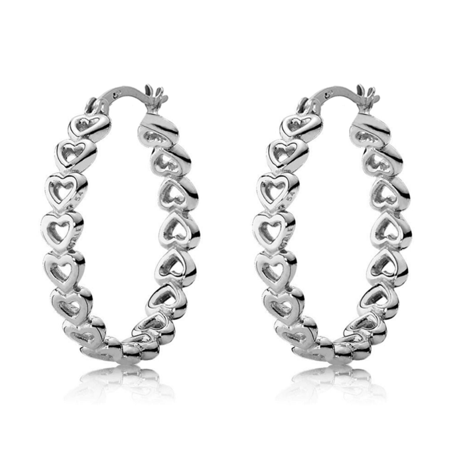 925 Sterling Silver Valentines Day Heart Love Hoop Earrings for Women