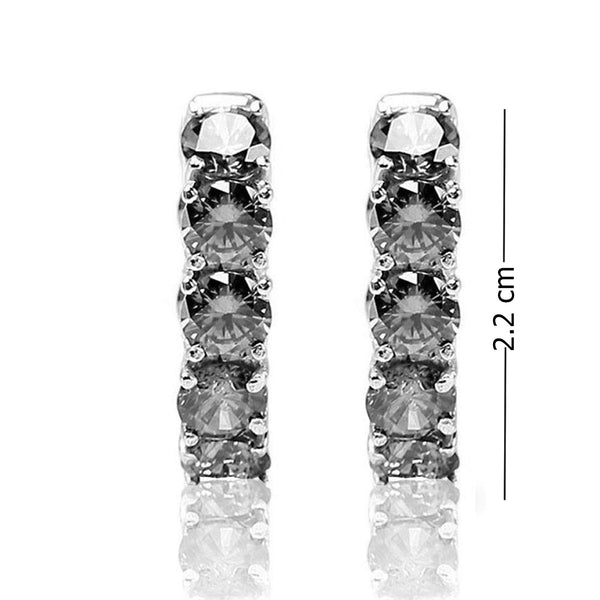 925 Sterling Silver Cubic-Zirconia Rhodium-Plated Huggie Hoop Earring for Wonem