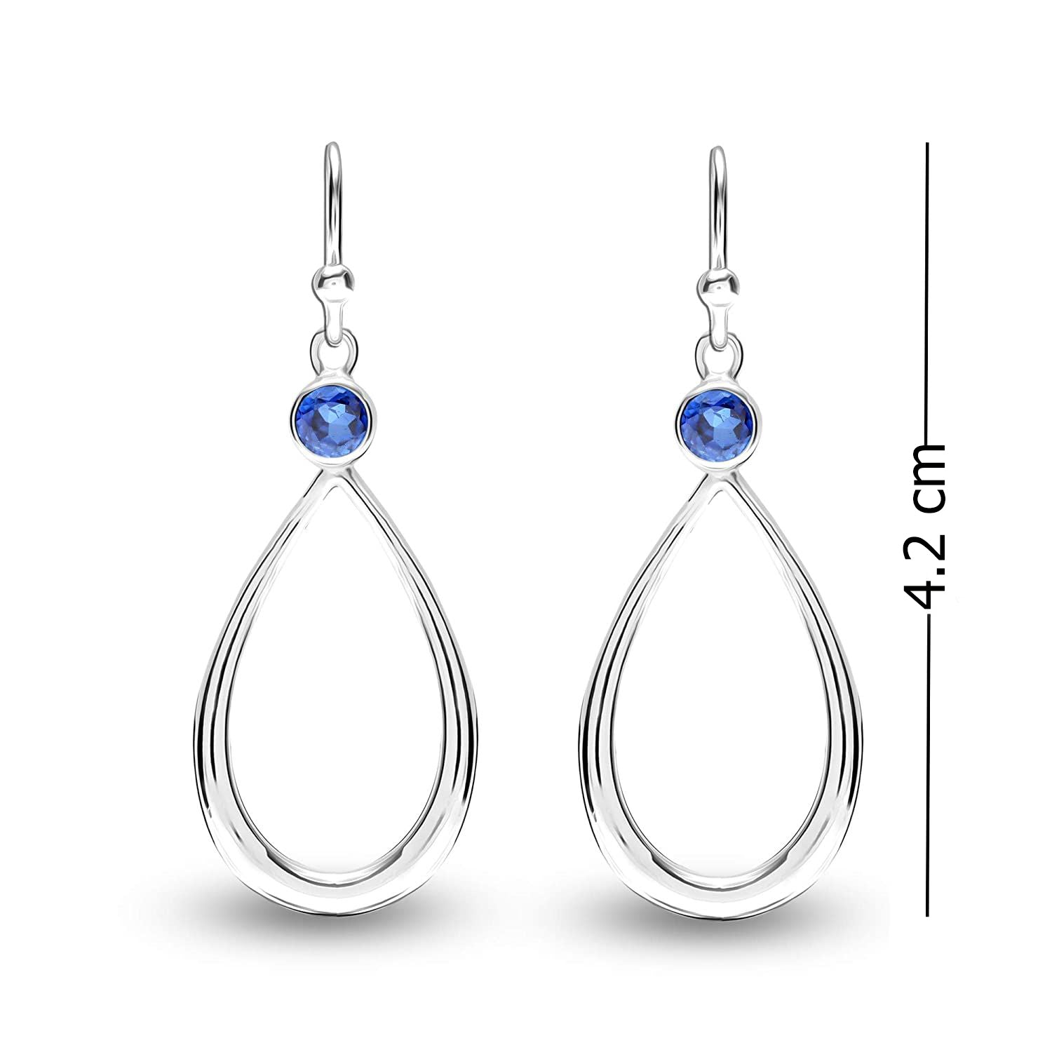 925 Sterling Sliver Blue Sapphire Birthstone Drop Dangle Earrings for Women