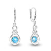 925 Sterling Sliver Birthstone Earrings for Women (6 MM Blue Topaz)