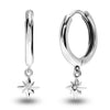 925 Sterling Silver 0.01 Carat Diamond Star Hoop Earrings for Teen Women