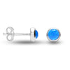 925 Sterling Silver Stud Earrings for Teen Women (4 MM Blue Opal Round)