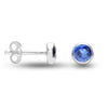 925 Sterling Silver Stud Earrings for Teen Women (4 MM Blue Sapphire Round)