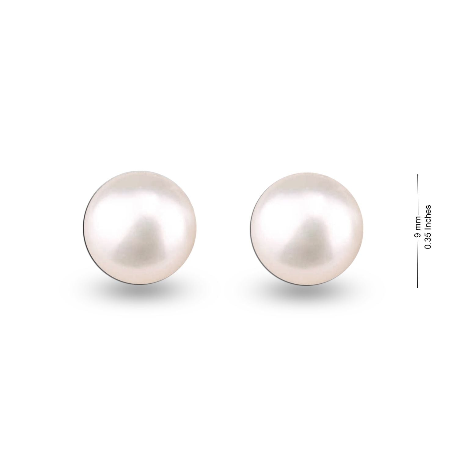 925 Sterling Silver 9 MM Pearl Stud Round Earrings for Women