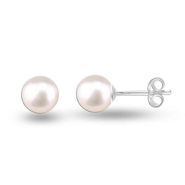 925 Sterling Silver Freshwater Pearl Stud Earrings for Teen Women 6 & 9 MM