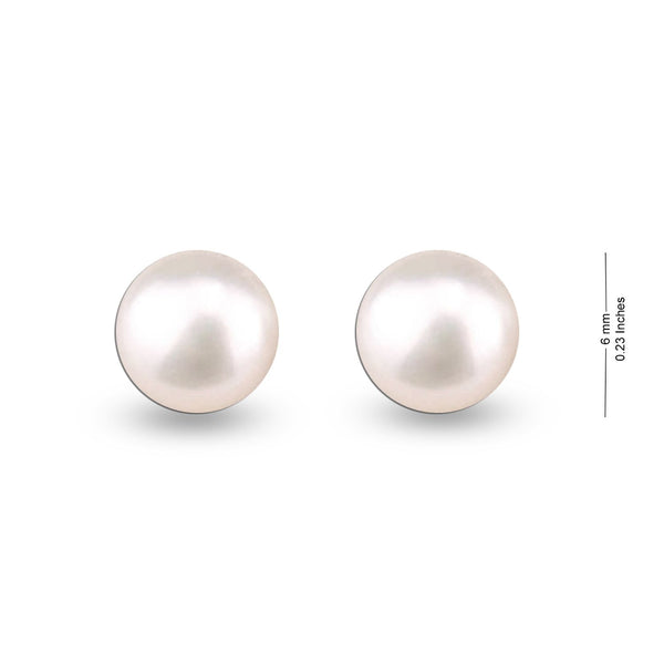 925 Sterling Silver Freshwater Pearl Stud Earrings for Teen Women 6 & 9 MM