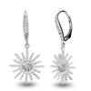 925 Sterling Silver 0.14 Carat Diamond Star burst Dangle Earrings for Teen Women
