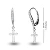 925 Sterling Silver 0.15 Carat Diamond Cross Dangle Earrings for Teen Women