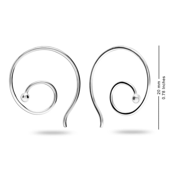 925 Sterling Silver Spiral Hoop Earrings for Teen Women