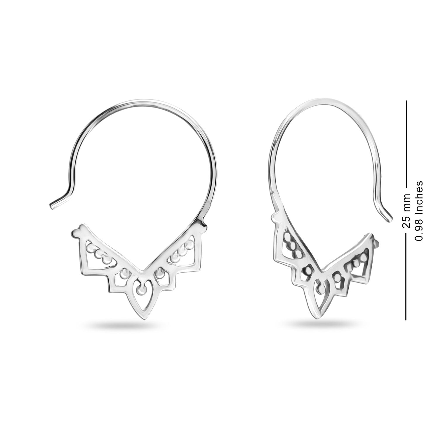 925 Sterling Silver Jewellery Antique Balinese Tribal Hoop Earrings for Women Girl