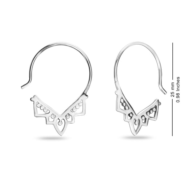 925 Sterling Silver Jewellery Antique Balinese Tribal Hoop Earrings for Women Girl